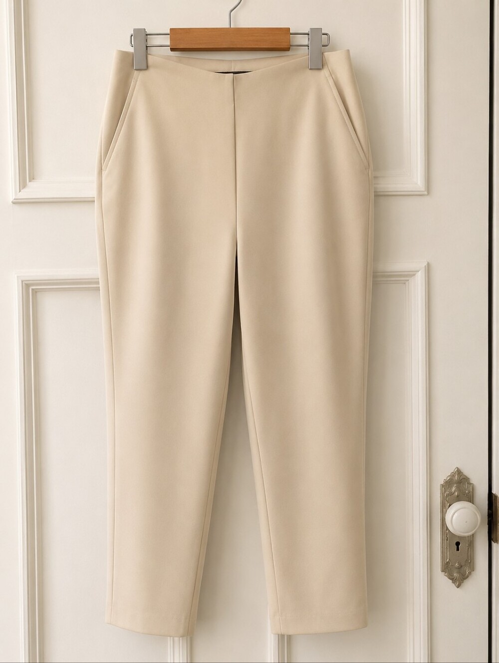 Rachel Zoe Beige Straight-Leg Pants